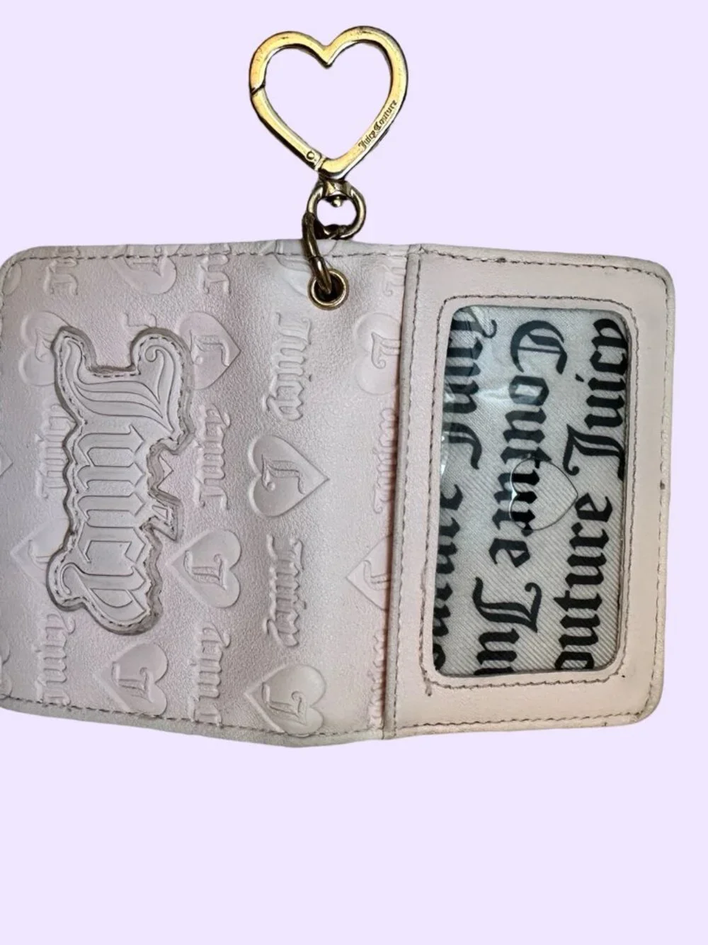 Y2K Juicy Couture Upgrade U Card Case Wallet Powder Pink Blush Heart Keyring